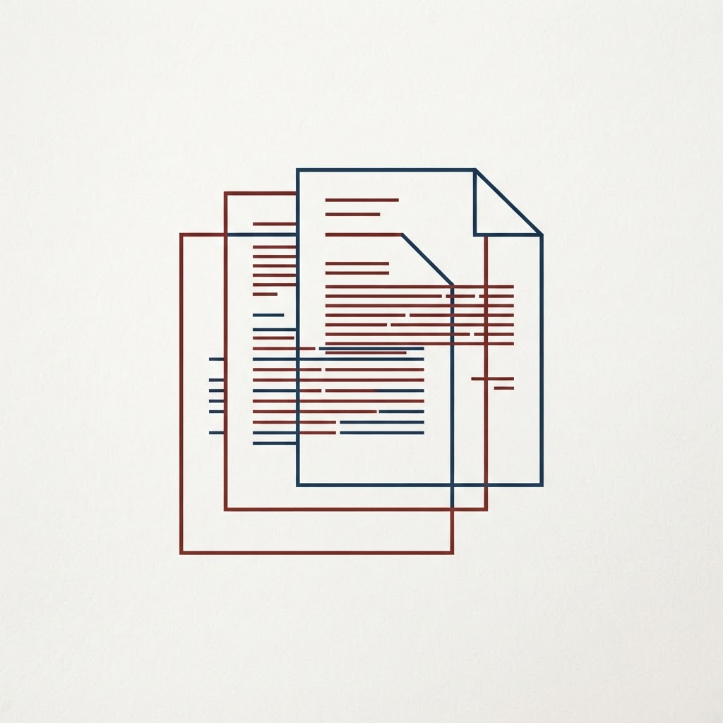 Abstrakte Illustration von vier gestapelten Dokumenten